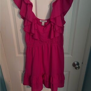 pink ruffled dress